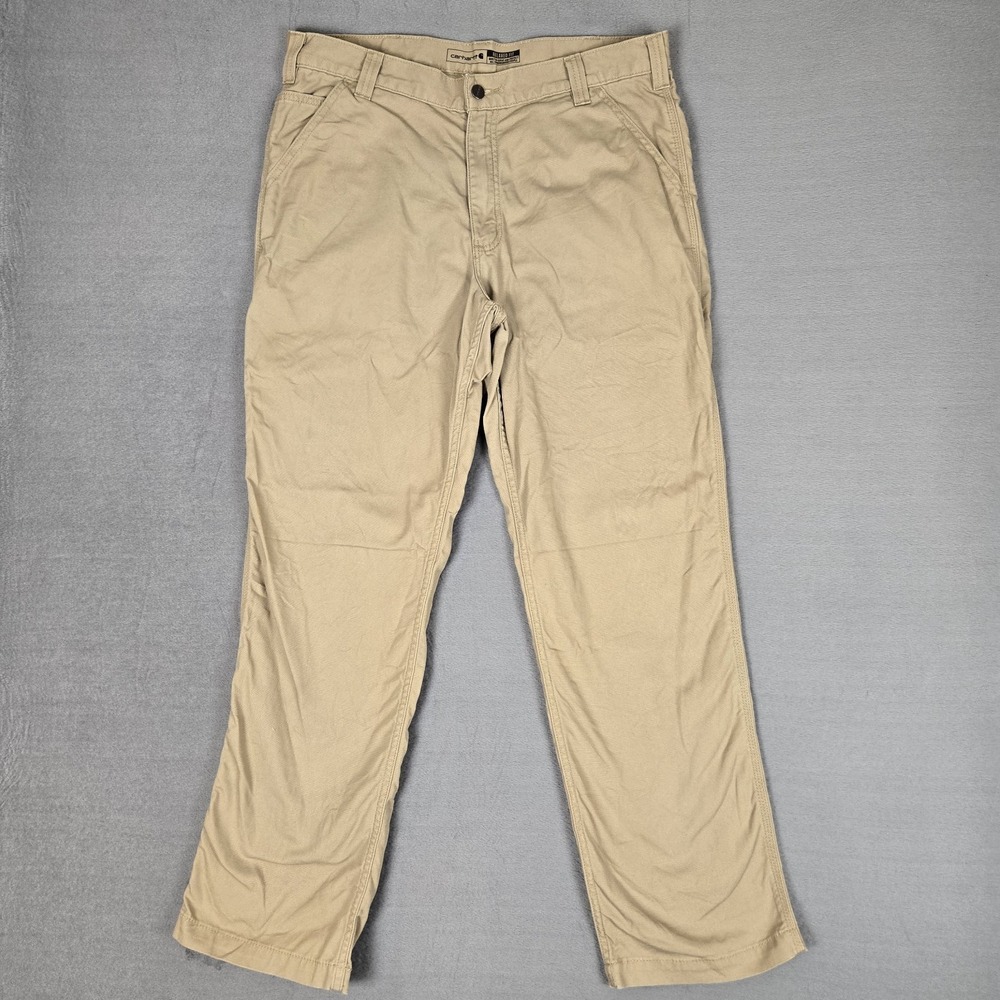 Carhartt Pants‎ Mens 36x32 Beige Cotton Rugged Flex Relaxed Canvas Work 102291